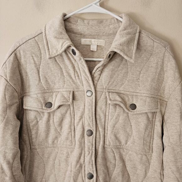 SPIRITUAL GANGSTER Wave Quilt Jacket Shacket Button Beige Size XS/S - Picture 2 of 6